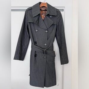 London Fog grey striped trench coat